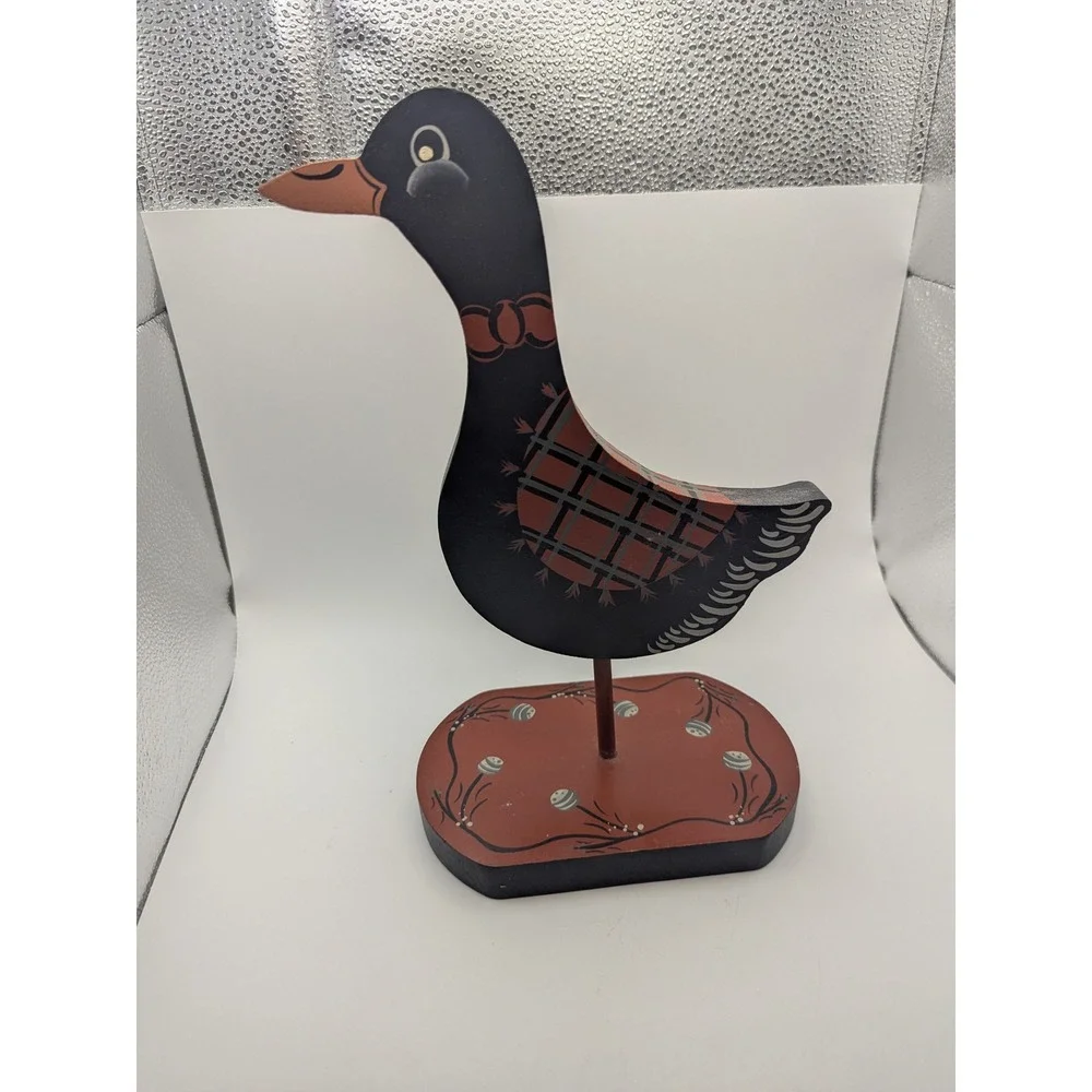 Vtg‎ Hand Painted Wooden Duck Figurine Country Farmhouse Decor Accent 11.5x7